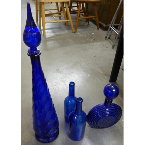 297 - Assorted blue studio glassware