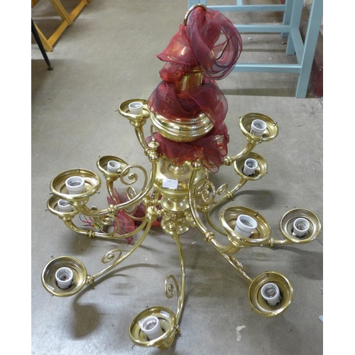 304 - A Dutch style brass chandelier