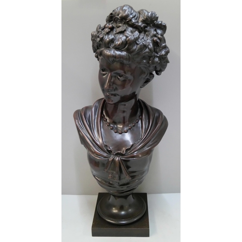 305 - An Art Nouveau style bronze bust of a lady