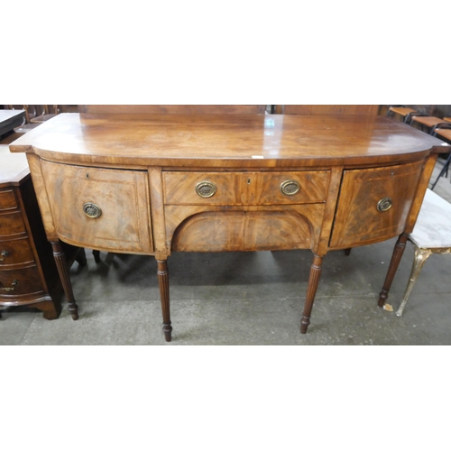 66 - A George IV inlaid mahogany bow front sideboard