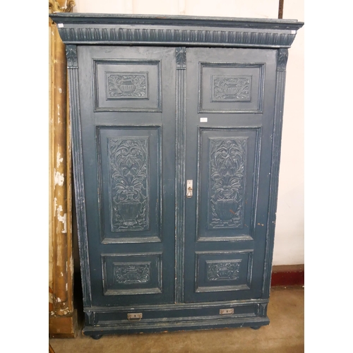 70 - A 19th Century style Dutch painted pine armoire