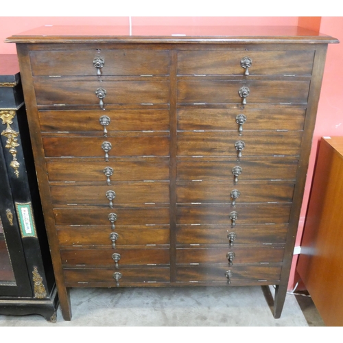 75 - An Edward VII mahogany twenty drawer filing cabinet