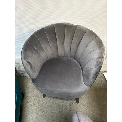 1548 - A grey velvet upholstered shell back side chair