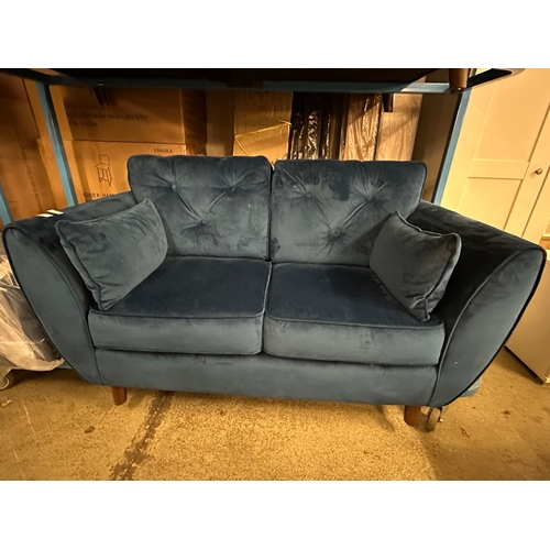 1564 - A Hoxton blue velvet upholstered two seater sofa, RRP £759