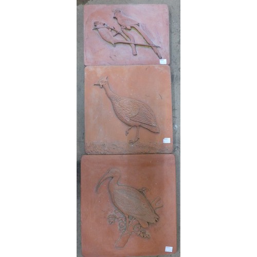 217A - Three bird relief terracotta wall plaques