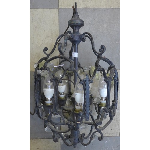 217C - A French style metal and glass chandelier