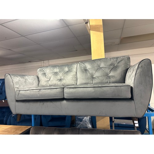 1567 - A Hoxton grey velvet upholstered three seater sofa, RRP £799