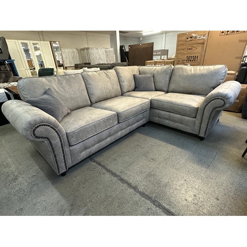 1574 - A champagne vegan leather upholstered RHF corner sofa