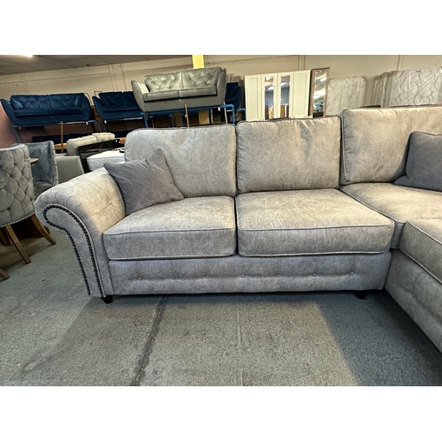 1574 - A champagne vegan leather upholstered RHF corner sofa