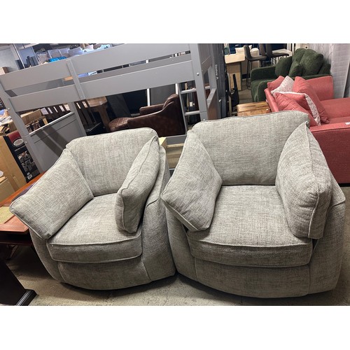 1646 - A Pair of Barker & Stonehouse oatmeal hopsack swivel armchairs