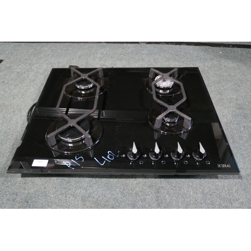 3001 - CDA Gas-on-Glass 4 Burner Hob (H44xW595xD515)  (model no. HVG621BL) original RRP £208.34 inc. VAT (4... 