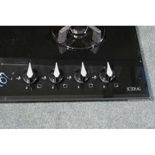 3001 - CDA Gas-on-Glass 4 Burner Hob (H44xW595xD515)  (model no. HVG621BL) original RRP £208.34 inc. VAT (4... 