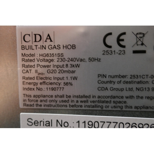 3054 - CDA Gas 4 Burner Hob (H43xW580xD500) (model no. HG6351SS) original RRP £208.34 inc. VAT (422-3) * Th... 