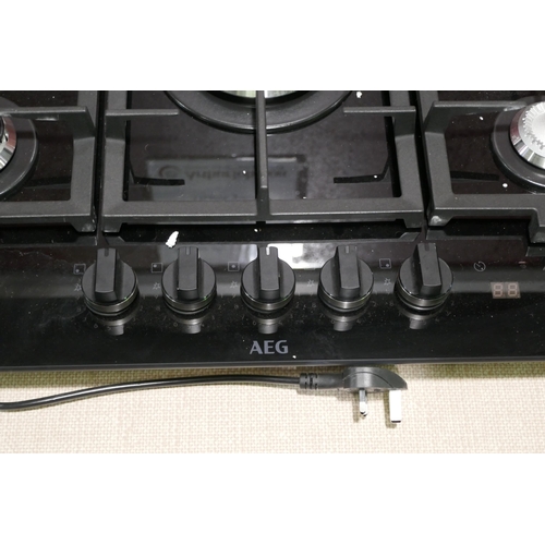 3094 - AEG 5 Burner Gas on Glass Hob (H61xW740xD510) - model no.:- HKB75450NB, original RRP £474.17 inc. VA... 