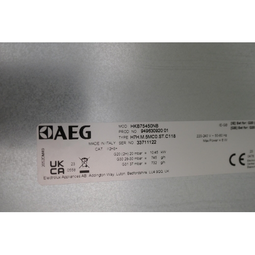 3094 - AEG 5 Burner Gas on Glass Hob (H61xW740xD510) - model no.:- HKB75450NB, original RRP £474.17 inc. VA... 