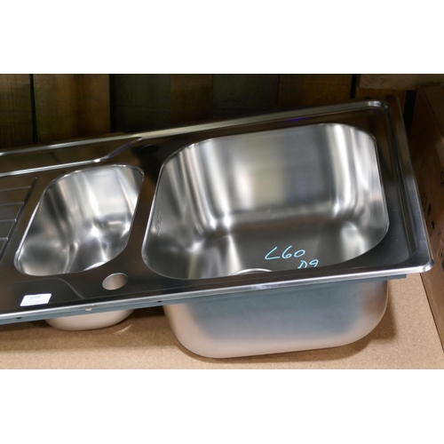 3099 - Andros RVS Stainless Steel 1.5 Sink (500x1000) -  (422-60) * This lot is subject to VAT