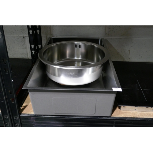 3139 - Installation Round Stainless Steel Sink (450mm)  and a Idro Stainless Steel 1.0 Sink With Metal Fram... 