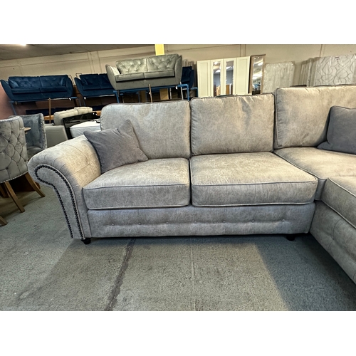 1301 - A champagne vegan leather upholstered RHF corner sofa