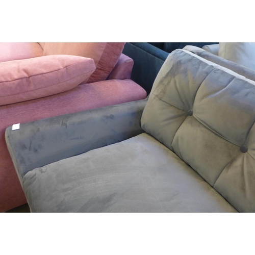 1316 - An Arsenal grey velvet upholstered button backed 2.5 seater sofa - RRP £638