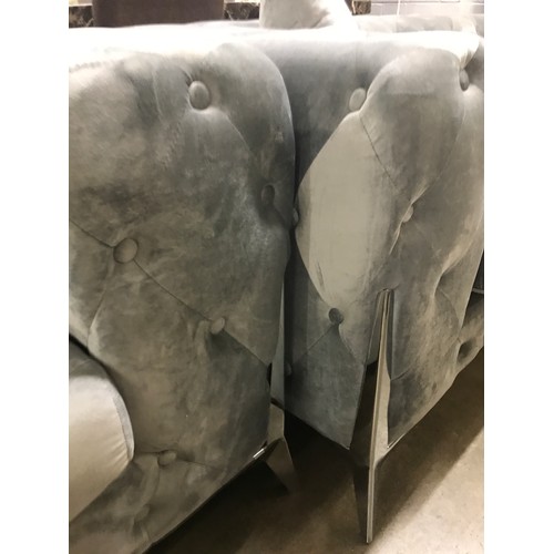 1321 - A Matrix grey buttoned velvet three and two seater sofa * This lot is subject to VAT