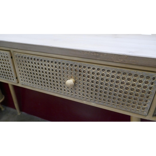 1335 - A wood and rattan design console table