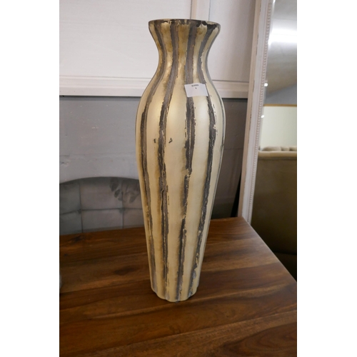 1340 - A hand crafted burnished and grey striped vase, H55cms (2239118)   #