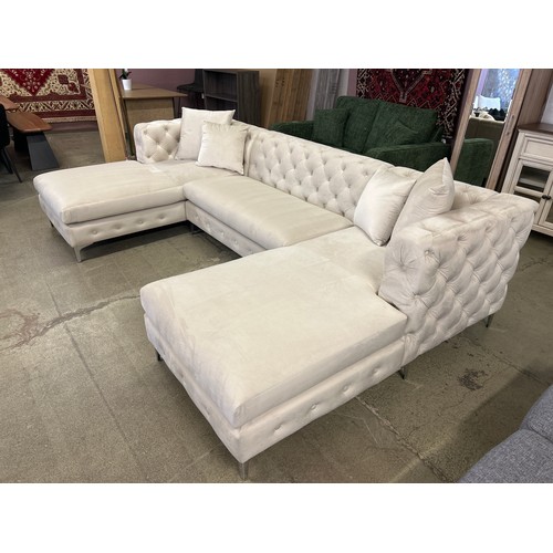 1371 - A Lario U-shaped brushed cream velvet upholstered sofa *This lot is subject to vat