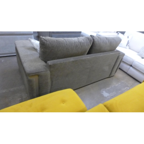 1384 - A dark mink velvet two seater sofa with steel trim RRP £2699