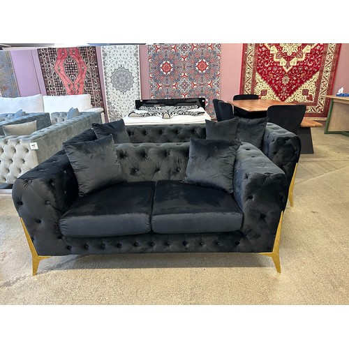 1456 - A Matrix black buttoned velvet three and two seater sofa *This lot is subject to vat