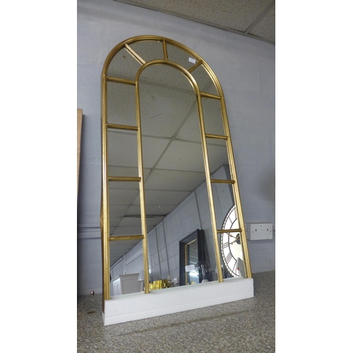 1504 - A gold arched window mirror