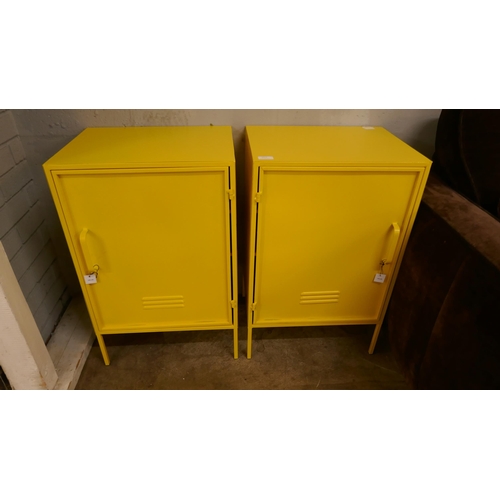 1317 - A pair of yellow industrial style cabinets