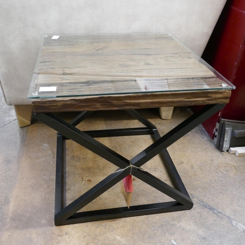 1411 - A railway sleeper lamp table * this lot is subject to VAT
