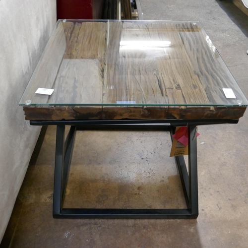 1411 - A railway sleeper lamp table * this lot is subject to VAT