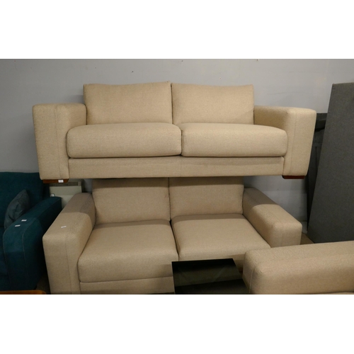 1420 - A sandstone weave three seater and two seater sofa