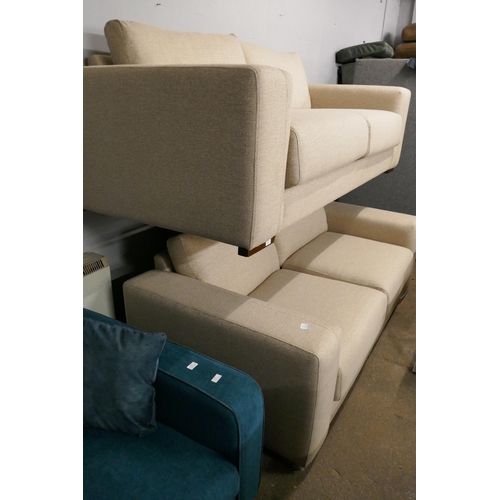 1420 - A sandstone weave three seater and two seater sofa