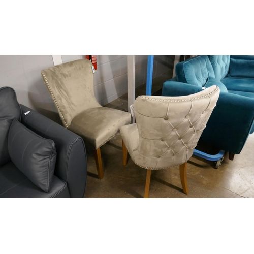1431 - A pair of taupe velvet buttoned chairs * this lot is subject to VAT