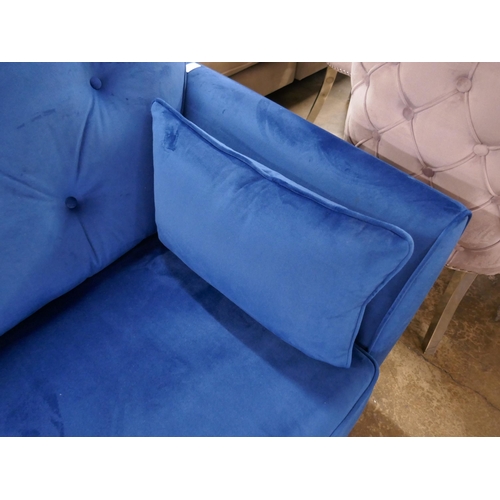 1435 - A blue Hoxton velvet corner sofa