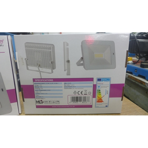 2100 - 2 Knightsbridge 50w LED floodlights with microwave sensors, boxed and unused (model FLF50wM)