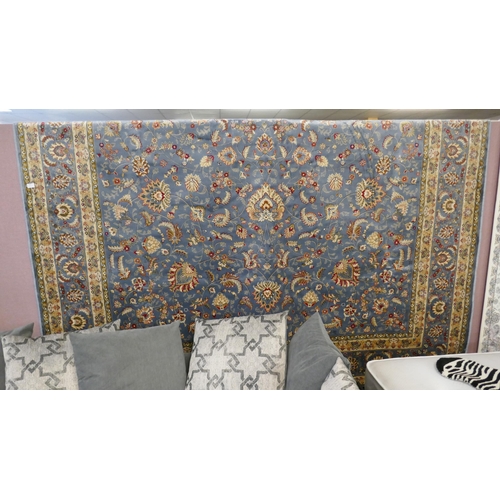 1520 - A large duck egg blue ground Cashmere carpet with all over floral design (380 x 280cm)