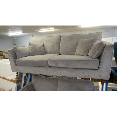 1552 - A pair of Barker and Stonehouse Rene Grey upholstered three seater sofas, some minor damage and mark... 