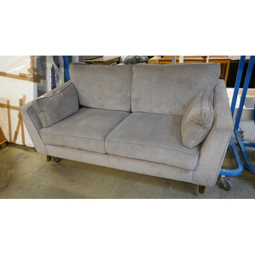 1552 - A pair of Barker and Stonehouse Rene Grey upholstered three seater sofas, some minor damage and mark... 