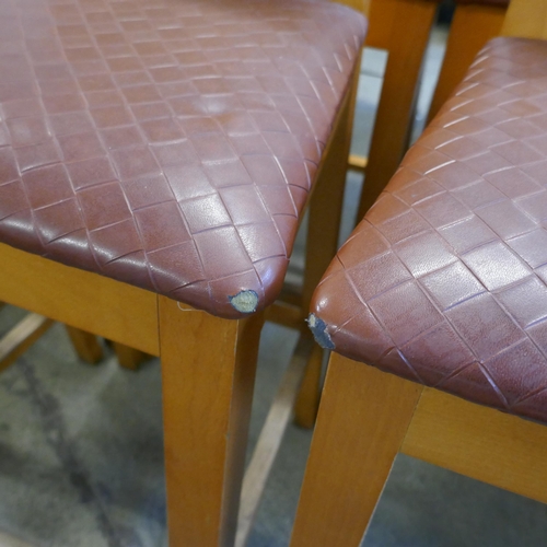 1581 - A set of six high back leather upholstered bar stools