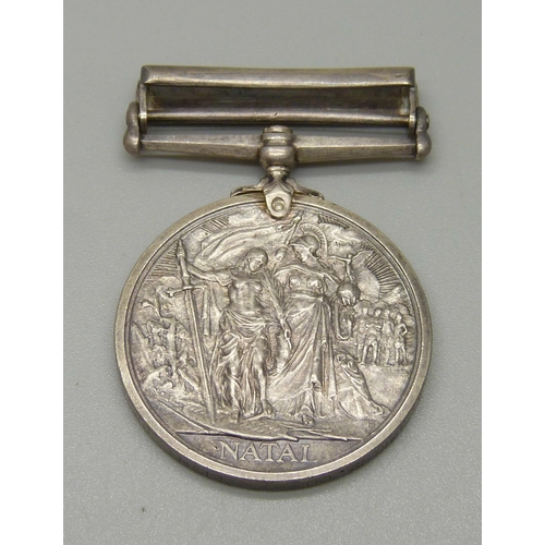 1008 - An Edward VII Natal Native Rebellion Medal with 1906 clasp to Pte. W. Griggs, Durban Light Infantry