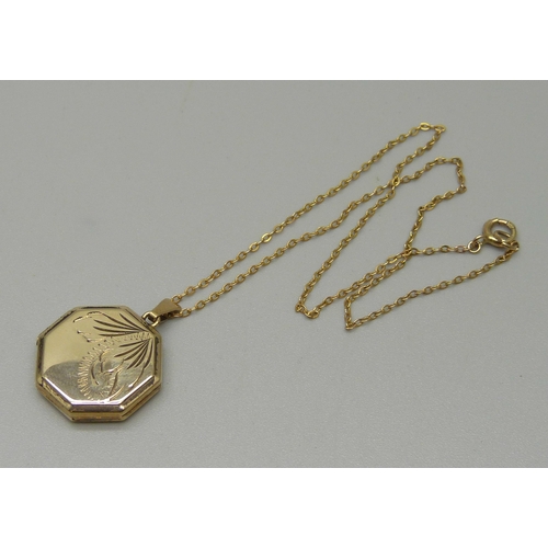 1011 - A 9ct gold locket and chain, 3.8g