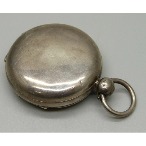 1026 - A silver pocket watch, Birmingham 1823, with diamond end stone by Jas Goodall, Catherine Street, The... 