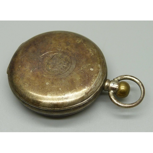 1030 - A silver pocket watch, Birmingham 1927, 2oz Dennison case, dial a/f