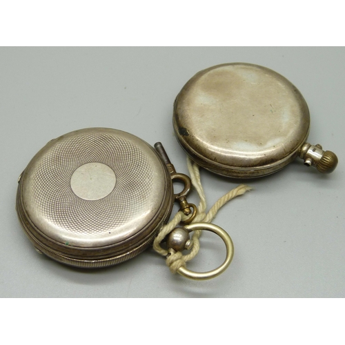 1032 - Two silver pocket watches including one 800 silver