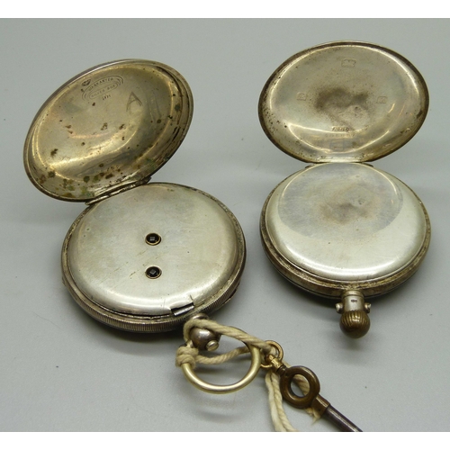 1032 - Two silver pocket watches including one 800 silver