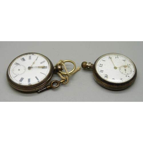 1032 - Two silver pocket watches including one 800 silver