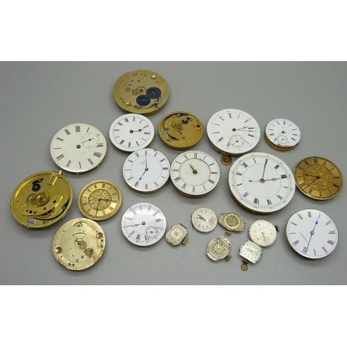 1047 - Assorted wristwatch and pocket watch movements including fusee